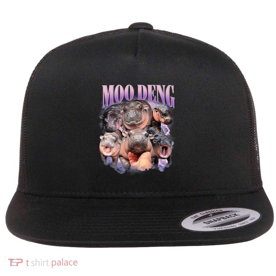 Funny Moo Deng Baby Pygmy Hippo Cute Zoo For Family Cute Gift Flat Bill Trucker Hat