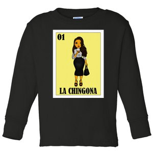 Funny Mexican Design For Hispanas La Chingona Toddler Long Sleeve Shirt