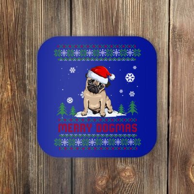 Funny Merry Dogmas Frenchie Santa Hat Ugly Christmas Sweater Gift Coaster