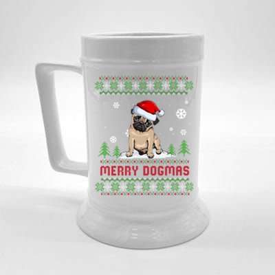 Funny Merry Dogmas Frenchie Santa Hat Ugly Christmas Sweater Gift Beer Stein