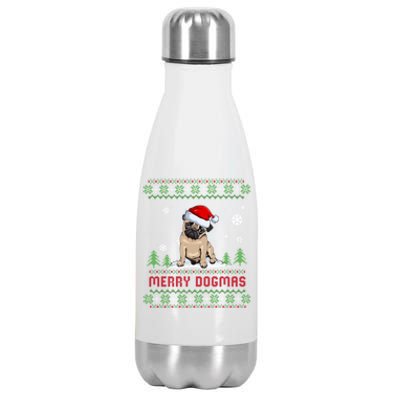 Funny Merry Dogmas Frenchie Santa Hat Ugly Christmas Sweater Gift Stainless Steel Insulated Water Bottle