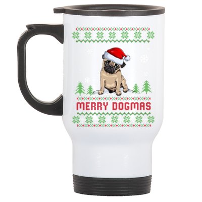 Funny Merry Dogmas Frenchie Santa Hat Ugly Christmas Sweater Gift Stainless Steel Travel Mug