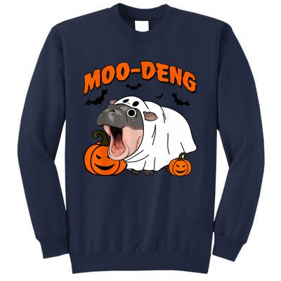 Funny Moo Deng Halloween Boo Ghost Costume Moodeng Lover Tall Sweatshirt