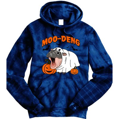 Funny Moo Deng Halloween Boo Ghost Costume Moodeng Lover Tie Dye Hoodie