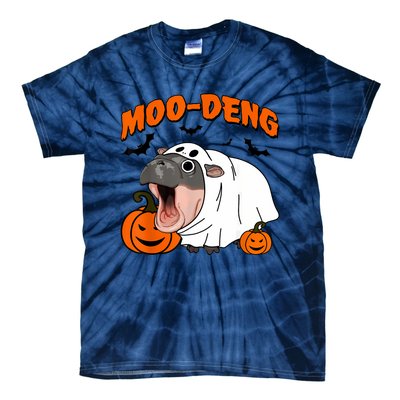 Funny Moo Deng Halloween Boo Ghost Costume Moodeng Lover Tie-Dye T-Shirt