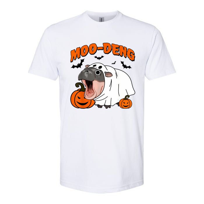 Funny Moo Deng Halloween Boo Ghost Costume Moodeng Lover Softstyle CVC T-Shirt