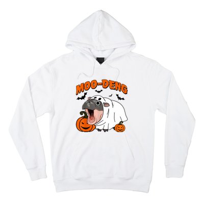 Funny Moo Deng Halloween Boo Ghost Costume Moodeng Lover Hoodie