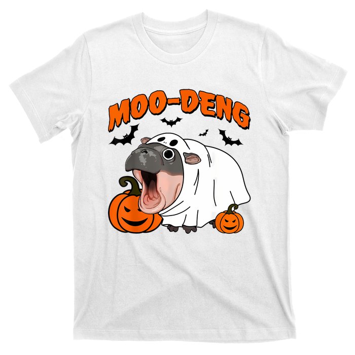 Funny Moo Deng Halloween Boo Ghost Costume Moodeng Lover T-Shirt