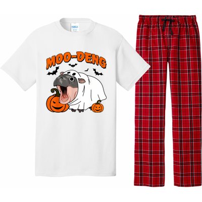 Funny Moo Deng Halloween Boo Ghost Costume Moodeng Lover Pajama Set