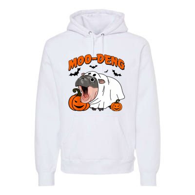 Funny Moo Deng Halloween Boo Ghost Costume Moodeng Lover Premium Hoodie