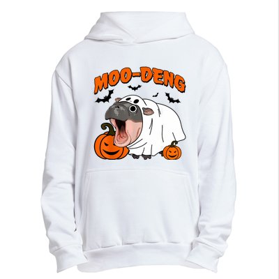 Funny Moo Deng Halloween Boo Ghost Costume Moodeng Lover Urban Pullover Hoodie