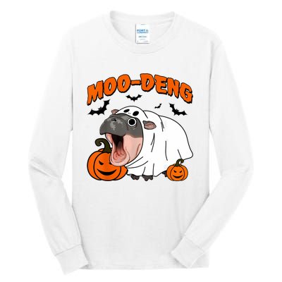 Funny Moo Deng Halloween Boo Ghost Costume Moodeng Lover Tall Long Sleeve T-Shirt