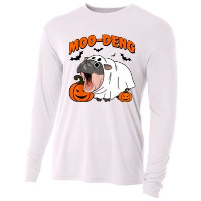 Funny Moo Deng Halloween Boo Ghost Costume Moodeng Lover Cooling Performance Long Sleeve Crew