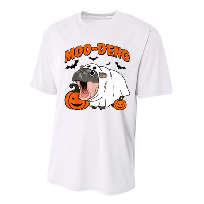 Funny Moo Deng Halloween Boo Ghost Costume Moodeng Lover Performance Sprint T-Shirt