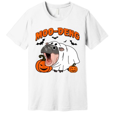 Funny Moo Deng Halloween Boo Ghost Costume Moodeng Lover Premium T-Shirt