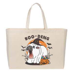 Funny Moo Deng Pumpkin Halloween Costumes Pygmy Hippopotamus Cotton Canvas Jumbo Tote