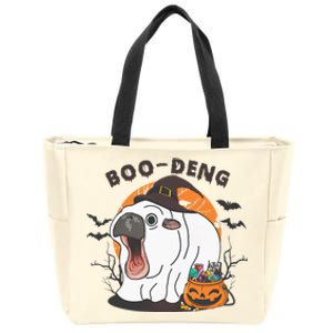 Funny Moo Deng Pumpkin Halloween Costumes Pygmy Hippopotamus Zip Tote Bag