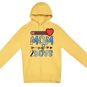 Funny Mothers Day Mom of 2Boys Leopard Wo Premium Pullover Hoodie