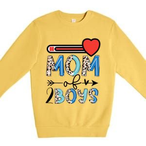 Funny Mothers Day Mom of 2Boys Leopard Wo Premium Crewneck Sweatshirt