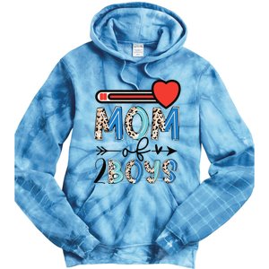 Funny Mothers Day Mom of 2Boys Leopard Wo Tie Dye Hoodie