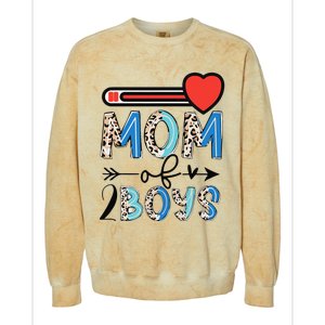 Funny Mothers Day Mom of 2Boys Leopard Wo Colorblast Crewneck Sweatshirt