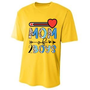 Funny Mothers Day Mom of 2Boys Leopard Wo Performance Sprint T-Shirt