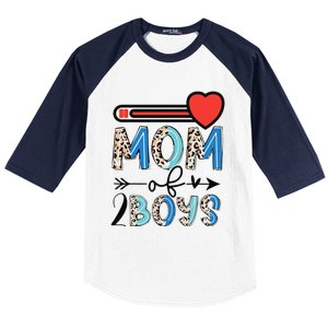 Funny Mothers Day Mom of 2Boys Leopard Wo Baseball Sleeve Shirt