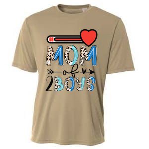 Funny Mothers Day Mom of 2Boys Leopard Wo Cooling Performance Crew T-Shirt