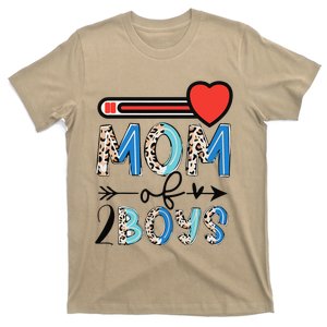 Funny Mothers Day Mom of 2Boys Leopard Wo T-Shirt