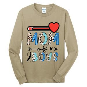 Funny Mothers Day Mom of 2Boys Leopard Wo Tall Long Sleeve T-Shirt