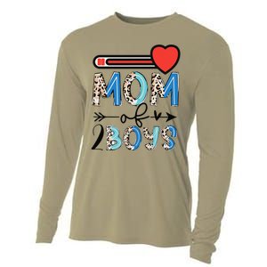 Funny Mothers Day Mom of 2Boys Leopard Wo Cooling Performance Long Sleeve Crew