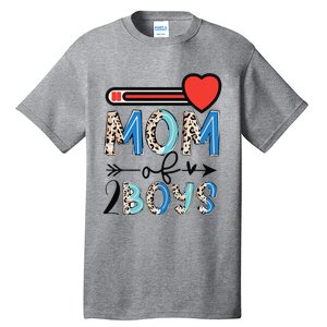 Funny Mothers Day Mom of 2Boys Leopard Wo Tall T-Shirt