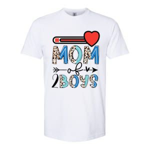 Funny Mothers Day Mom of 2Boys Leopard Wo Softstyle CVC T-Shirt