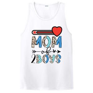 Funny Mothers Day Mom of 2Boys Leopard Wo PosiCharge Competitor Tank