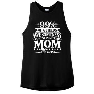 Funny Mothers Day 99 Percent Of A Childs Awesomeness Comes From Their Mom Ladies PosiCharge Tri-Blend Wicking Tank