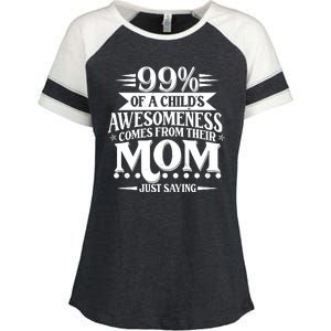 Funny Mothers Day 99 Percent Of A Childs Awesomeness Comes From Their Mom Enza Ladies Jersey Colorblock Tee