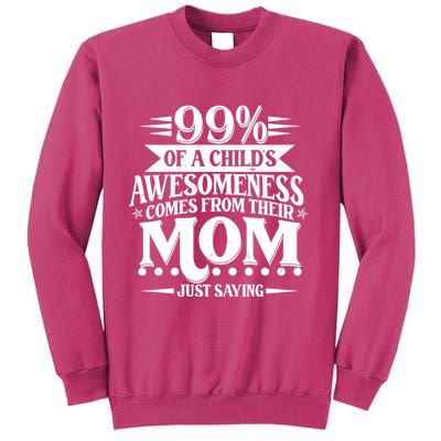 Funny Mothers Day 99 Percent Of A Childs Awesomeness Comes From Their Mom Sweatshirt