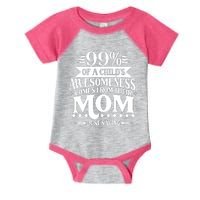 Funny Mothers Day 99 Percent Of A Childs Awesomeness Comes From Their Mom Infant Baby Jersey Bodysuit