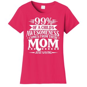 Funny Mothers Day 99 Percent Of A Childs Awesomeness Comes From Their Mom Women's T-Shirt