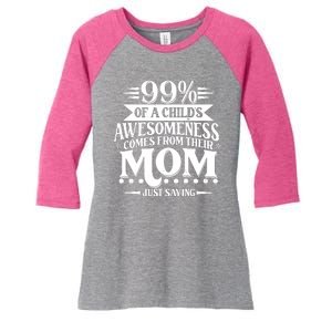 Funny Mothers Day 99 Percent Of A Childs Awesomeness Comes From Their Mom Women's Tri-Blend 3/4-Sleeve Raglan Shirt