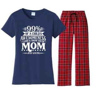 Funny Mothers Day 99 Percent Of A Childs Awesomeness Comes From Their Mom Women's Flannel Pajama Set