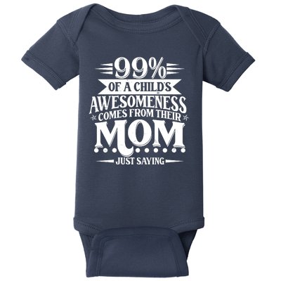 Funny Mothers Day 99 Percent Of A Childs Awesomeness Comes From Their Mom Baby Bodysuit