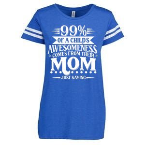 Funny Mothers Day 99 Percent Of A Childs Awesomeness Comes From Their Mom Enza Ladies Jersey Football T-Shirt