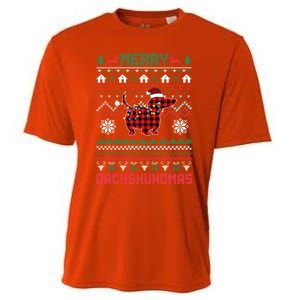 Funny Merry Dachshundmas Ugly Christmas Sweater Dachshund Meaningful Gift Cooling Performance Crew T-Shirt