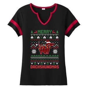 Funny Merry Dachshundmas Ugly Christmas Sweater Dachshund Meaningful Gift Ladies Halftime Notch Neck Tee