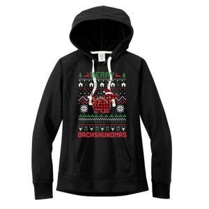 Funny Merry Dachshundmas Ugly Christmas Sweater Dachshund Meaningful Gift Women's Fleece Hoodie