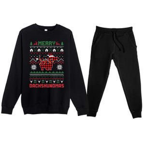 Funny Merry Dachshundmas Ugly Christmas Sweater Dachshund Meaningful Gift Premium Crewneck Sweatsuit Set