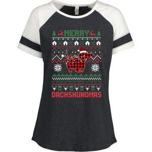 Funny Merry Dachshundmas Ugly Christmas Sweater Dachshund Meaningful Gift Enza Ladies Jersey Colorblock Tee