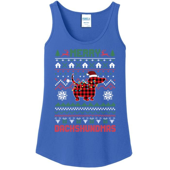 Funny Merry Dachshundmas Ugly Christmas Sweater Dachshund Meaningful Gift Ladies Essential Tank