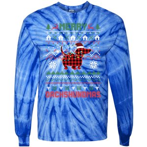 Funny Merry Dachshundmas Ugly Christmas Sweater Dachshund Meaningful Gift Tie-Dye Long Sleeve Shirt